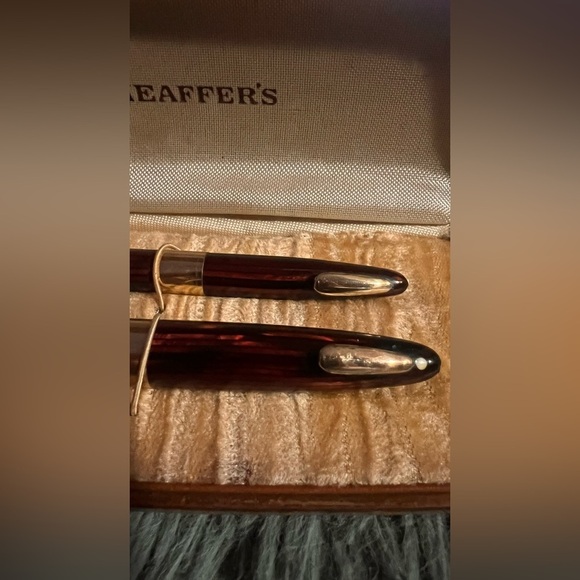 Vintage Sheaffer’s Resin White Dot Lifetime Pen/Pencil In Box 14 K Gold Nib - Picture 9 of 10